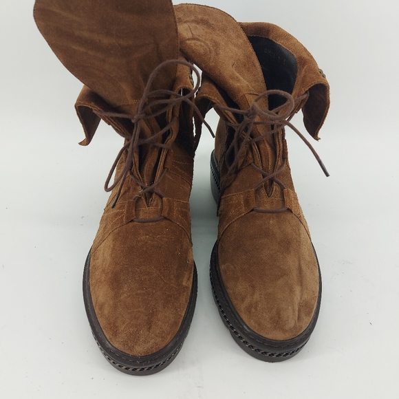 Stuart Weitzman 'Yadastud' Biker Ankle Boot Brown Suede 7M MSRP $585 - Picture 2 of 7